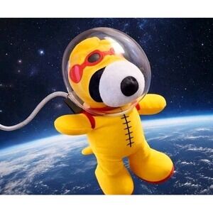 Peanuts Snoopy Astronaut Plush Yellow Space Suit Bubble Helmet 12"‎ Free Ship